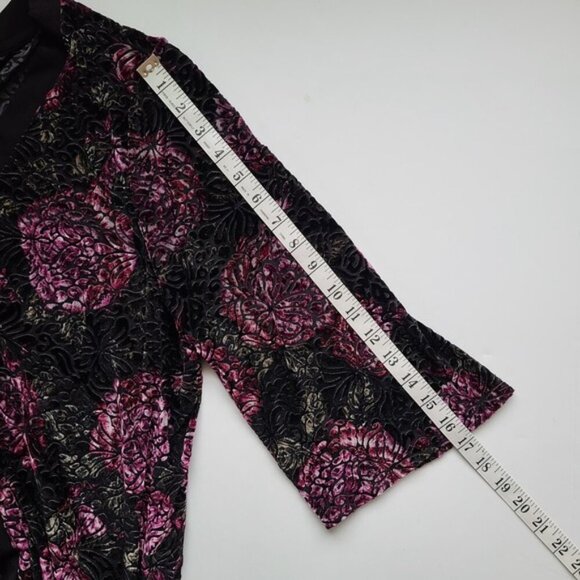 2 Catherines Velour Tops Blouse 14 16W Floral Casual Colorful Open Front Burnout - Picture 8 of 16